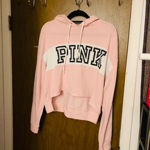 PINK Cropped Hoodie Sz:LARGE